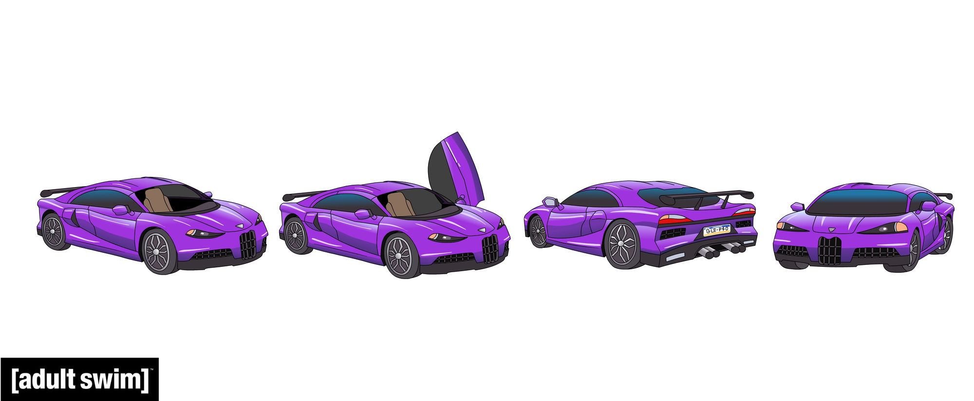 Purple sports car turnaround